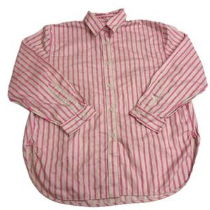 Arket Shirt Womens 34 XS Pink Cream Striped Button Down Oversized Cotton Casual
